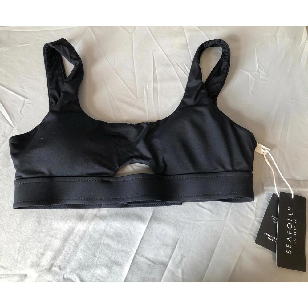 Seafolly Tank Bra Bikini Top sz 10 Black 31254-942 NWT MSRP 78$ Workout Running